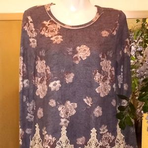 Rewind Floral & Lace Soft Longsleeved Shirt -#0701